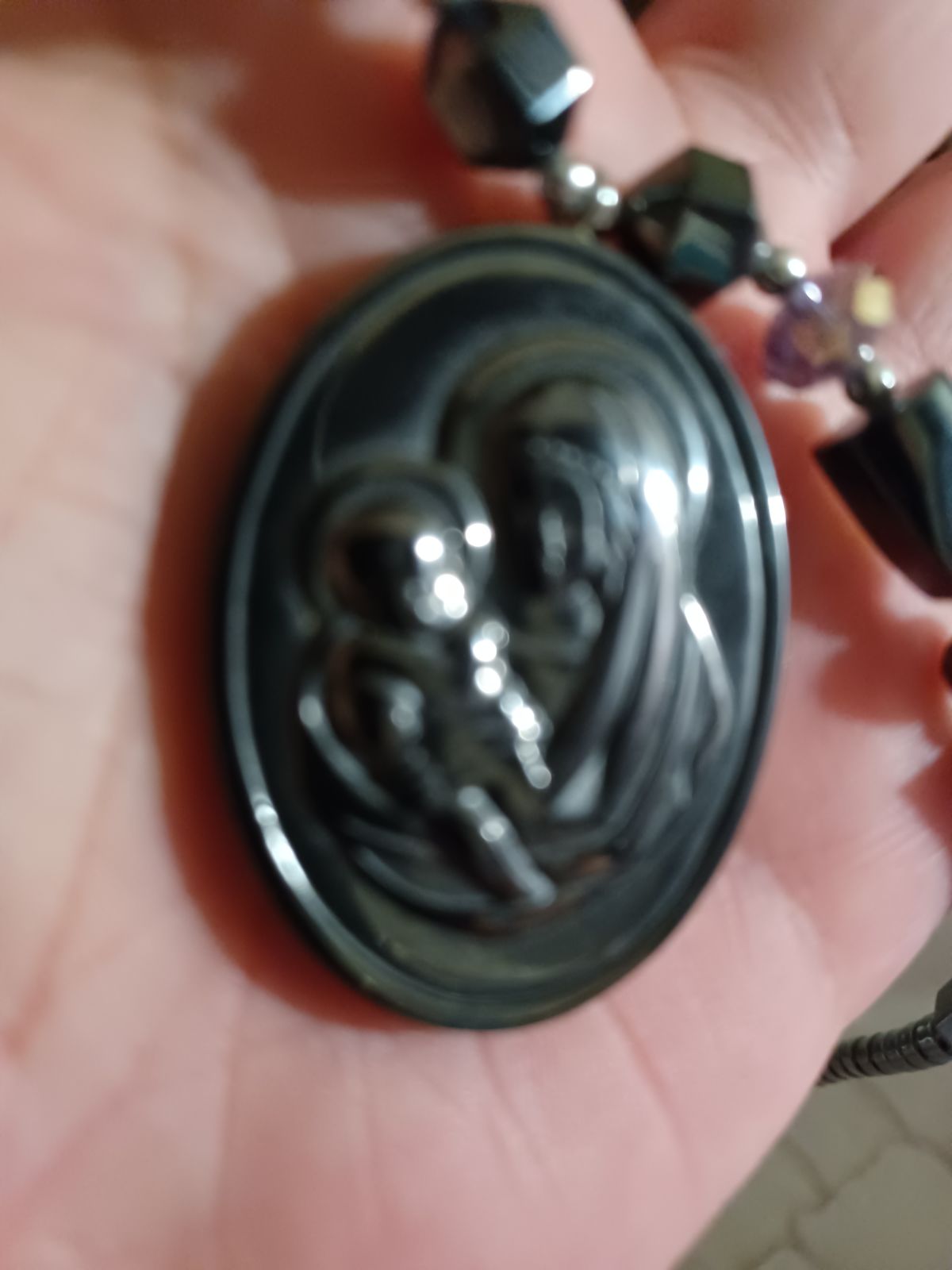 Vulcainite mother mary necklace