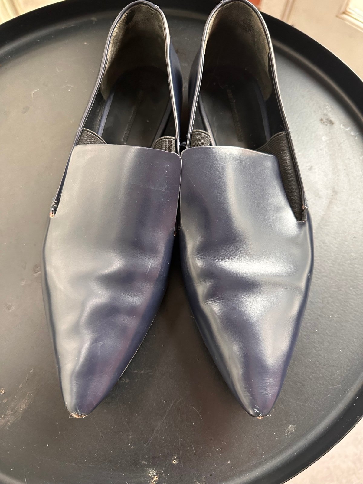 Alexander Wang leather Jamie Flat Loafer Navy Size 38.5