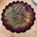 ANTIQUE NORTHWOOD PEACOCK AT THE URN CARNIVAL GLASS MASTER IC BOWL, AMETHYST