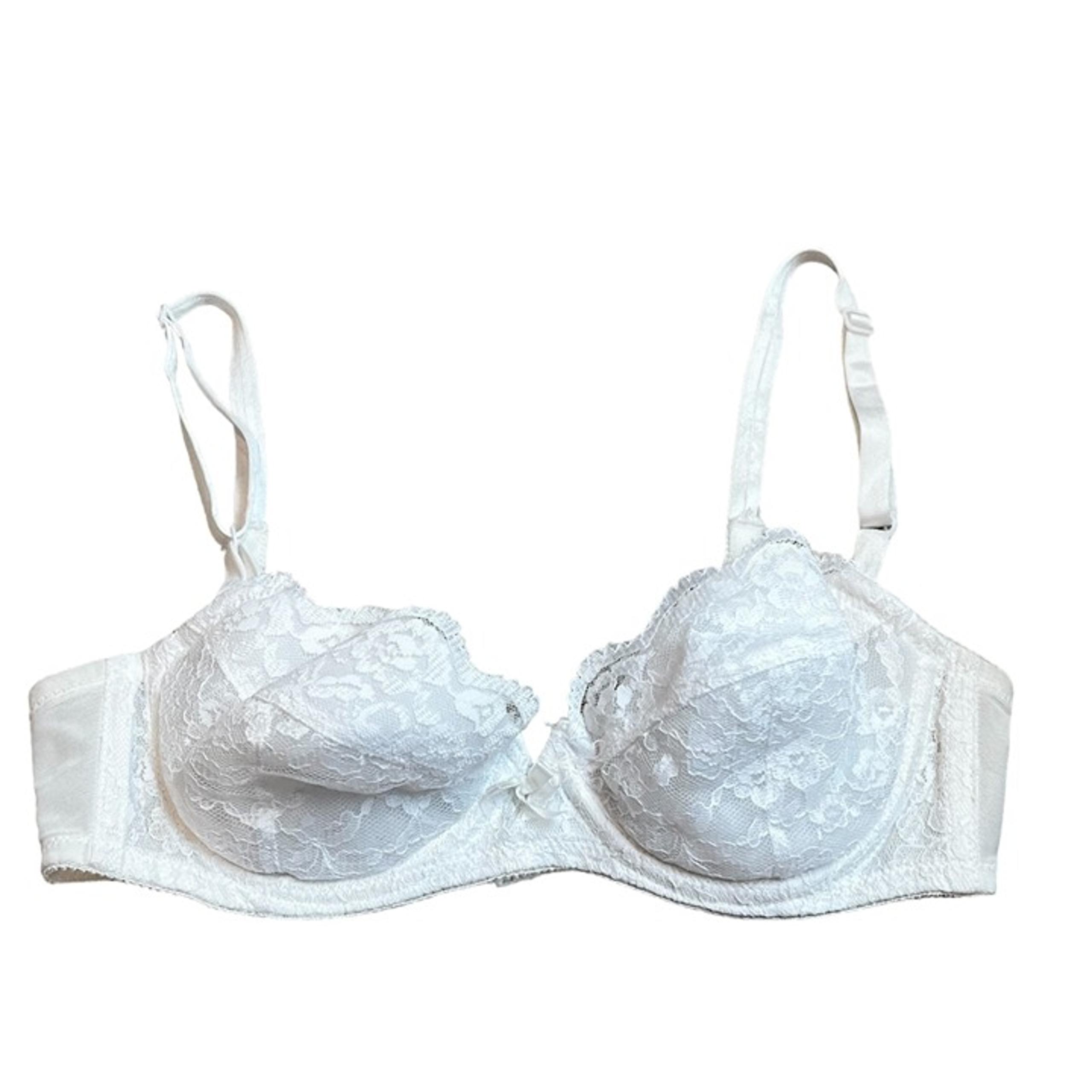 Adonna Vintage White Lace Balconette Underwire Bra 36B