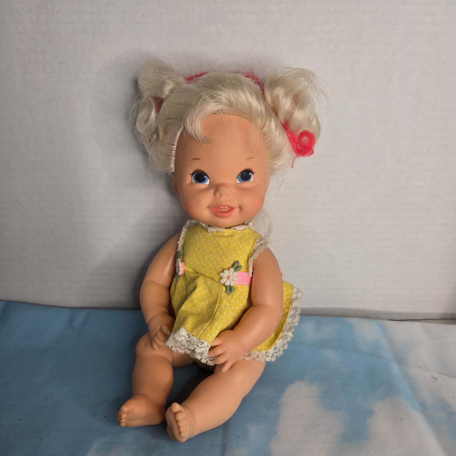 Vintage 1968 Mattel Bouncy Baby Go Bye Bye Doll 10 Original Outfit