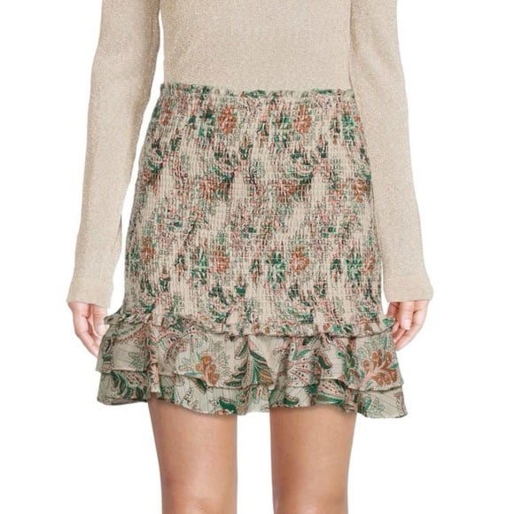 NWT VERONICA BEARD Multi Melodie Smocked Mini Skirt Stone Floral Size 6