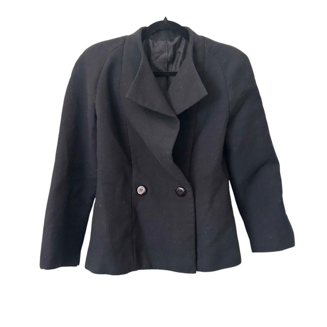VINTAGE Wool Fitted Blazer Jacket Black