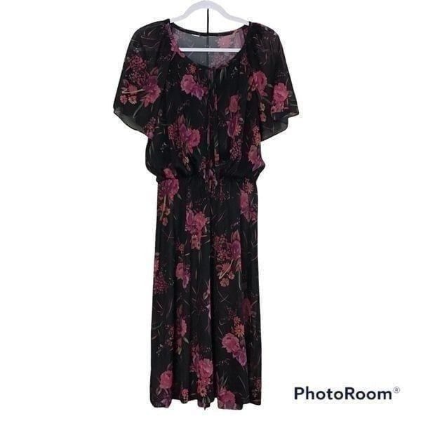 Vintage 70’s Floral Flutter Sleeve Dress