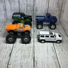 Hot Wheels Monster Jam Grave Digger Bad News Diecast Trucks Hummer Chevy set of