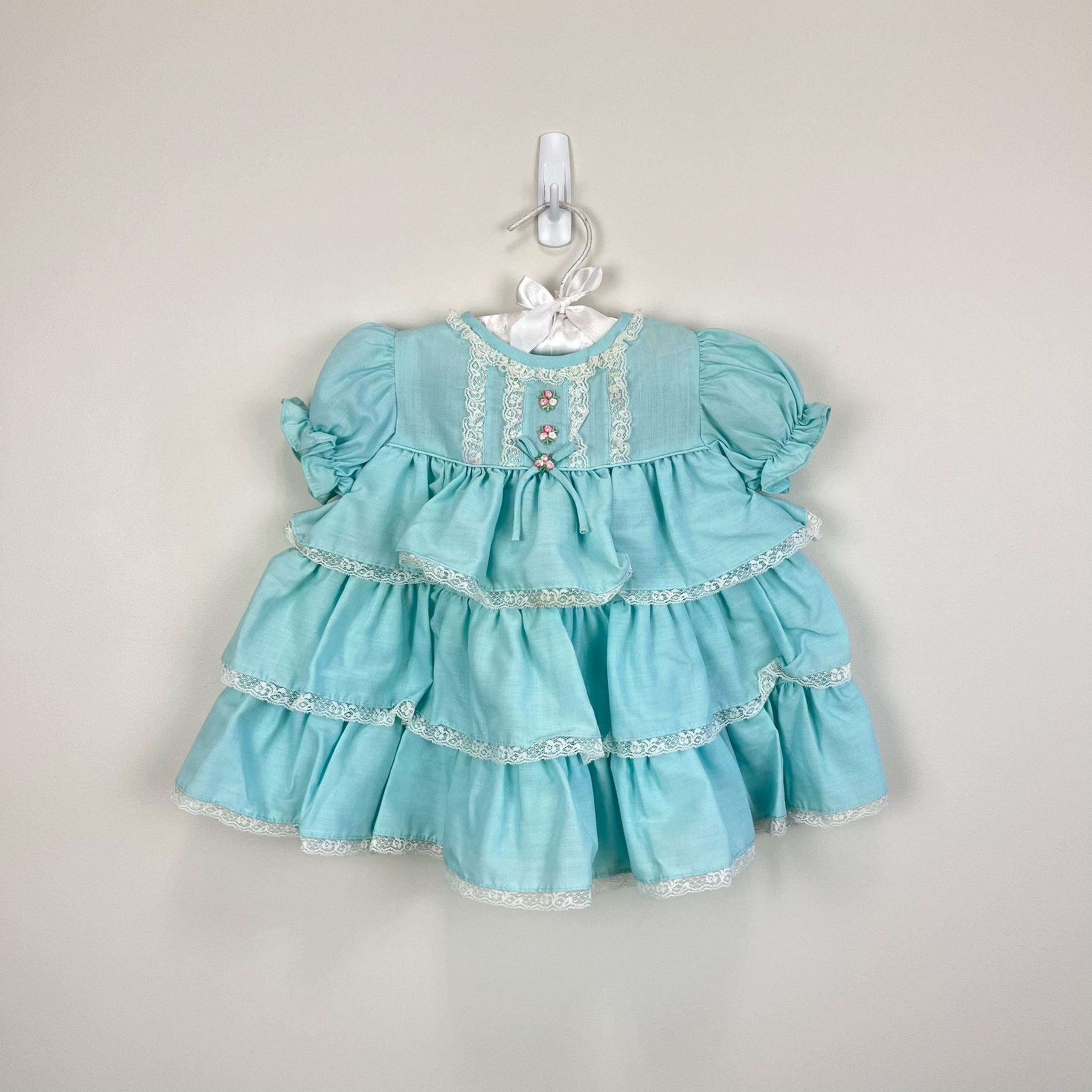 Vintage Fortrel For Children's Wear Blue Lace Party Dress 18 Months NWT