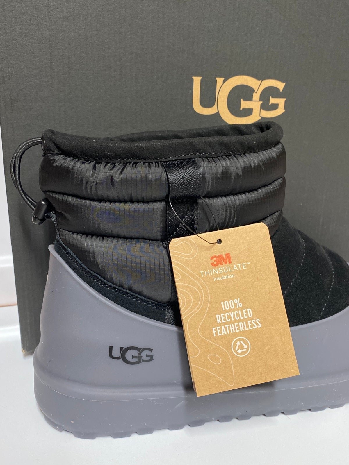 UGG BLACK CLASSIC MINI PULL-ON WEATHER WINTER BOOTS, MEN US 11 NEW
