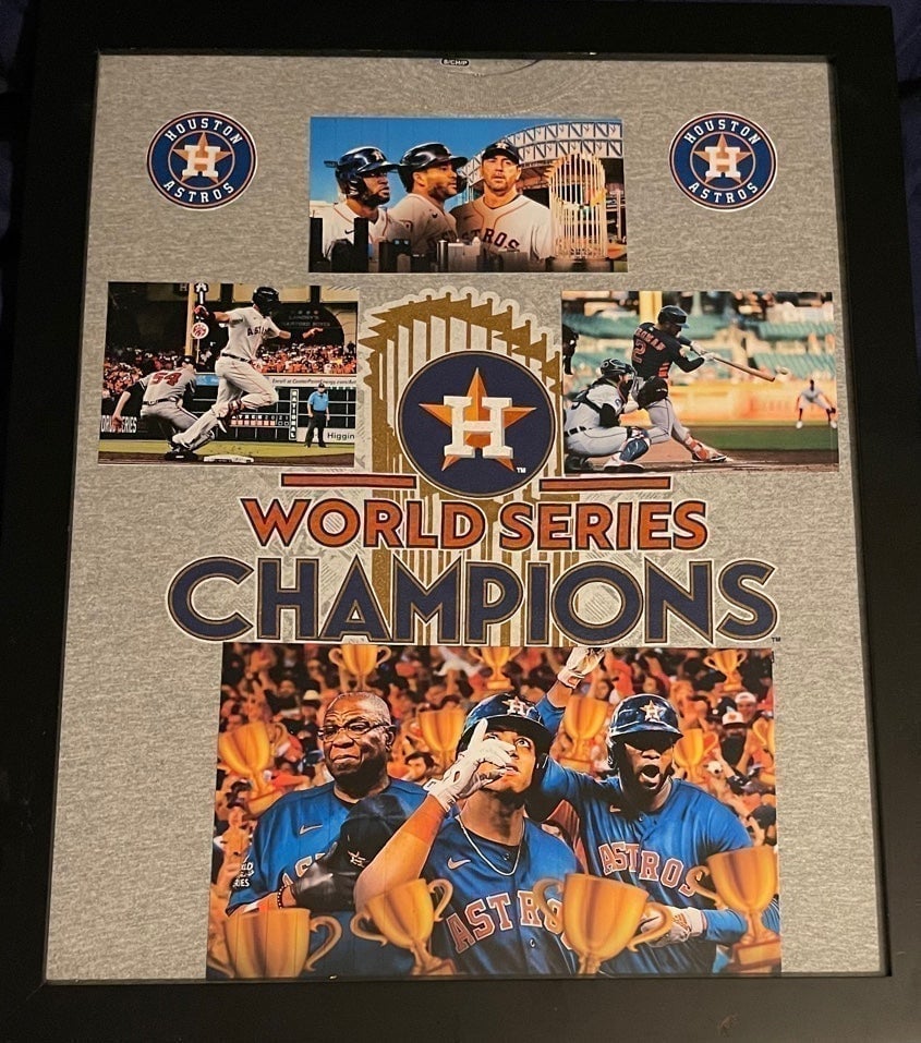 HOUSTON ASTROS 2022 WORLD SERIES CHAMPIONS MLB BASEBALL T-SHIRT FRAMED 18X22