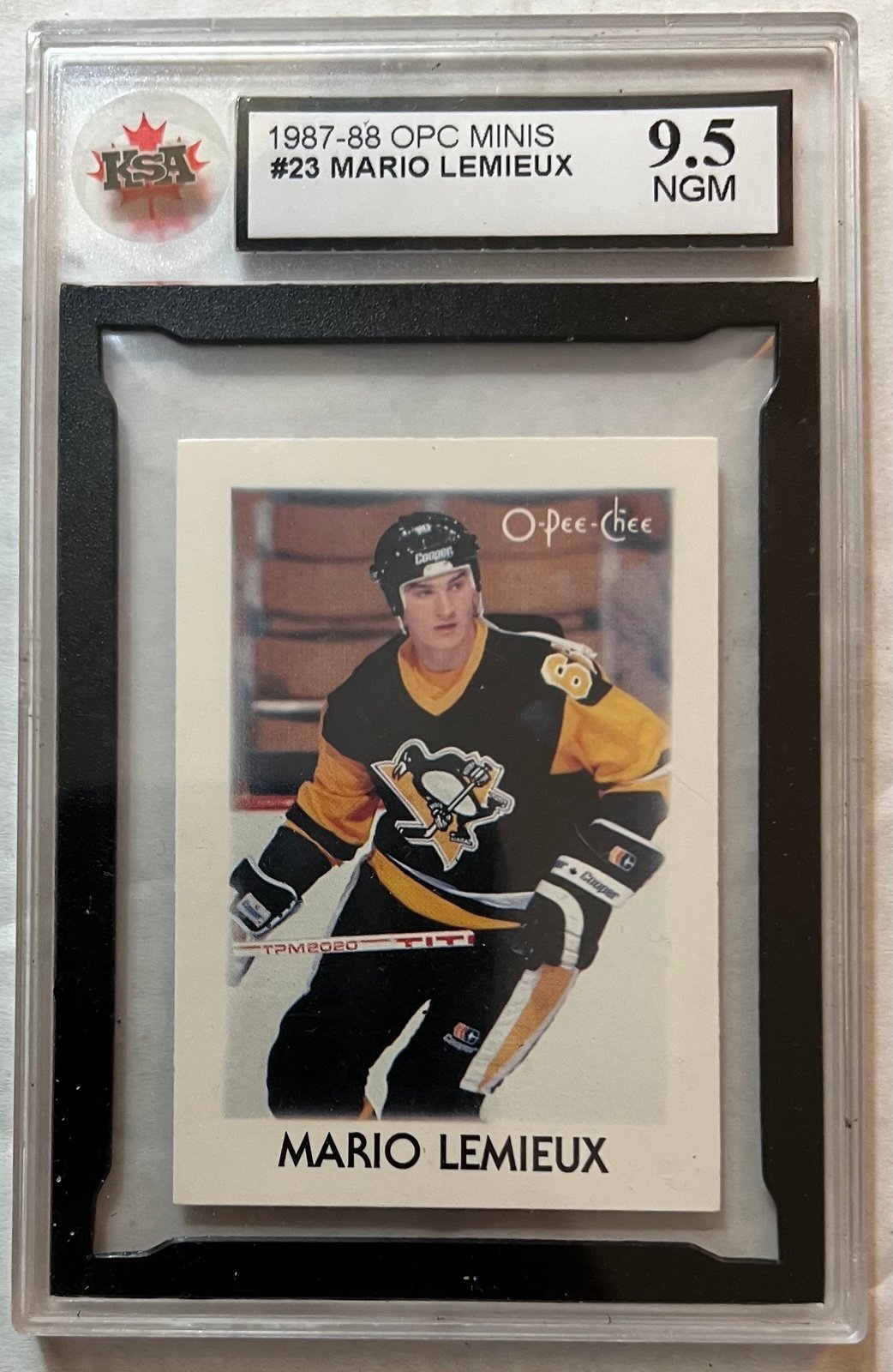 1987-88 O Pee Chee OPC Minis #23 Mario Lemieux KSA 9.5