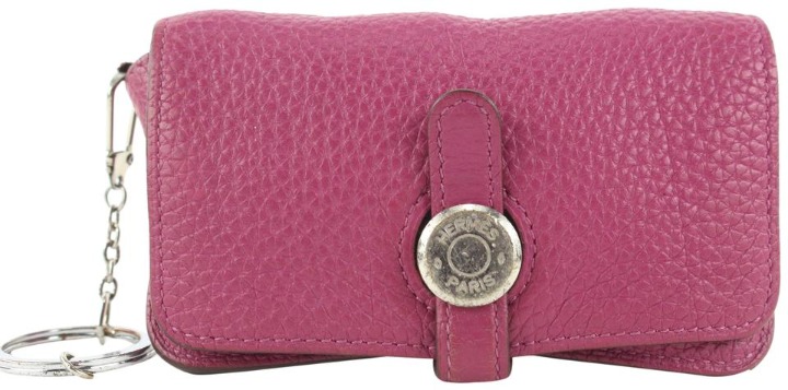 Hermès Pink Leather Keychain Coin Pouch