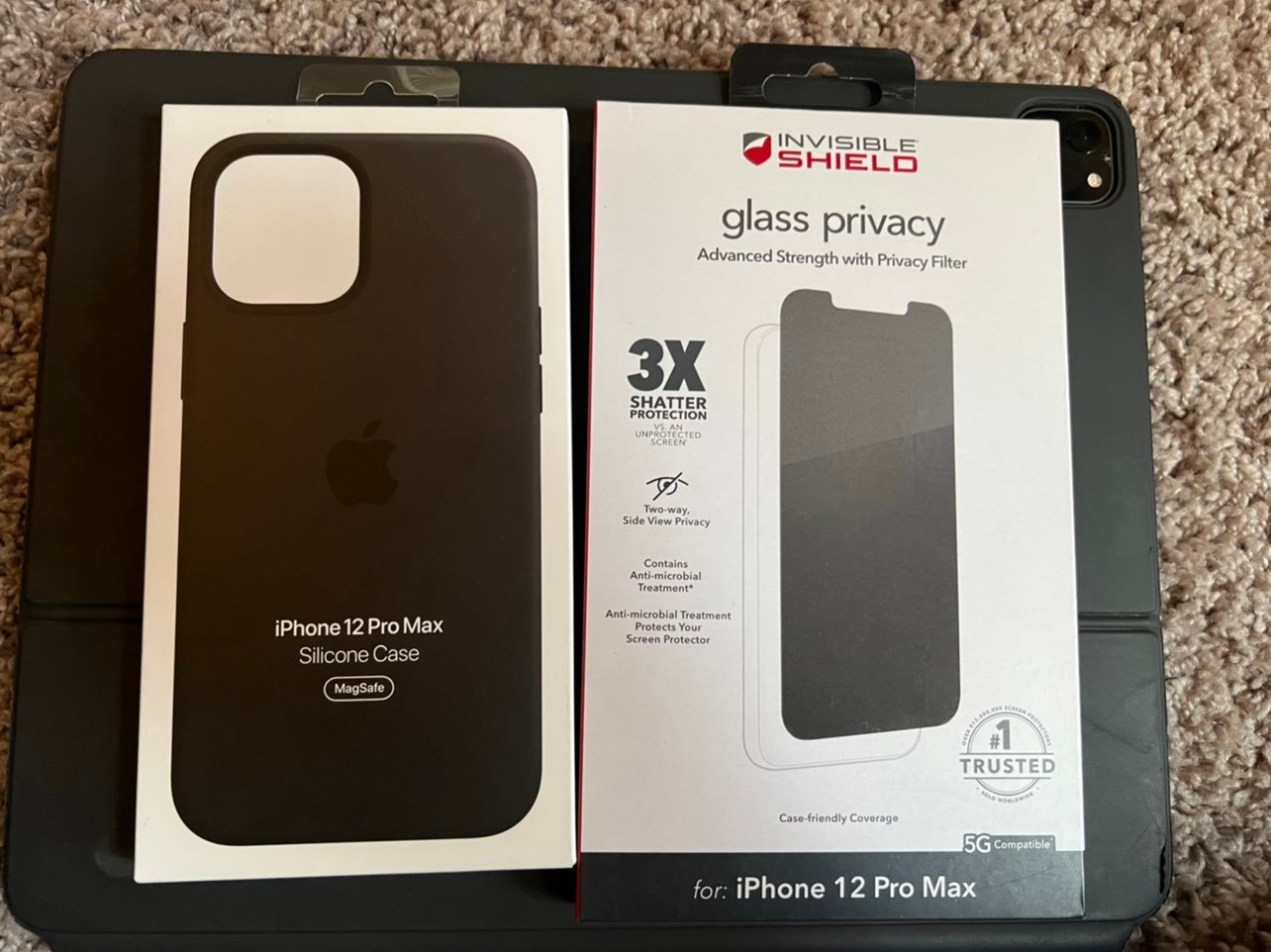 Apple Silicone Case for and Privacy Screen protector for 12 pro max