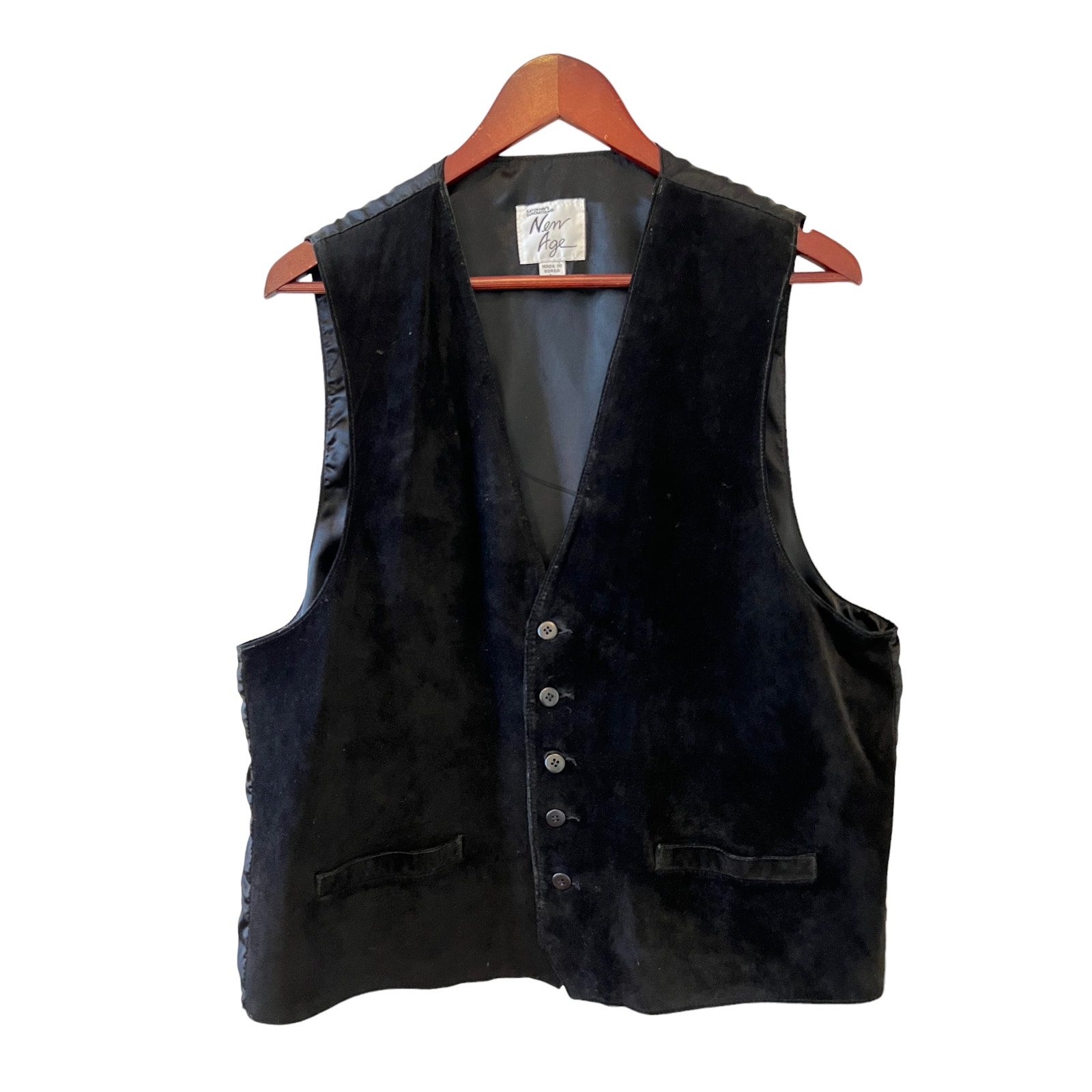 Vintage Black Suede Western Vest L