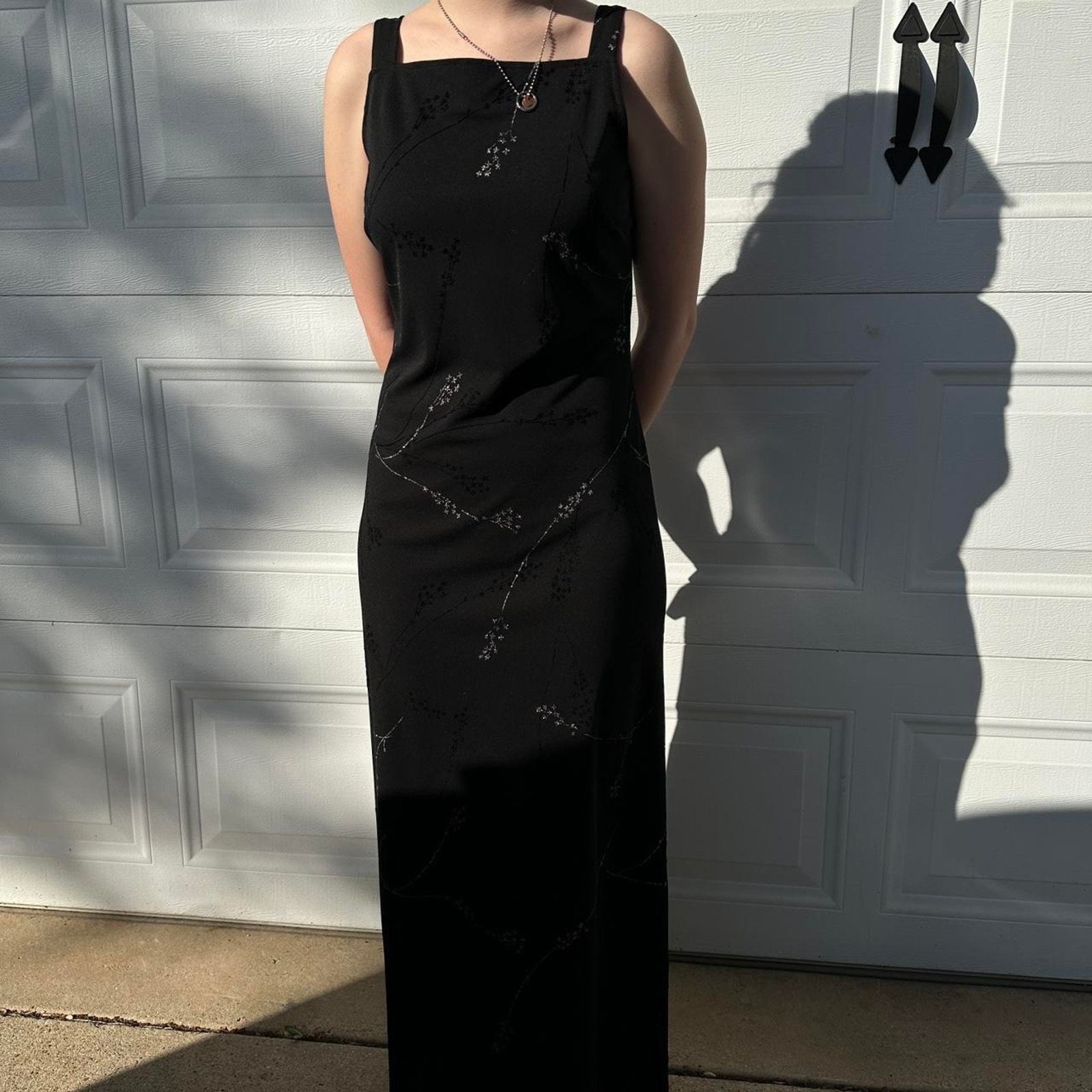 Vintage y2k Breakin Love Long Dress with Silver Floral & velvet details Sz S/M