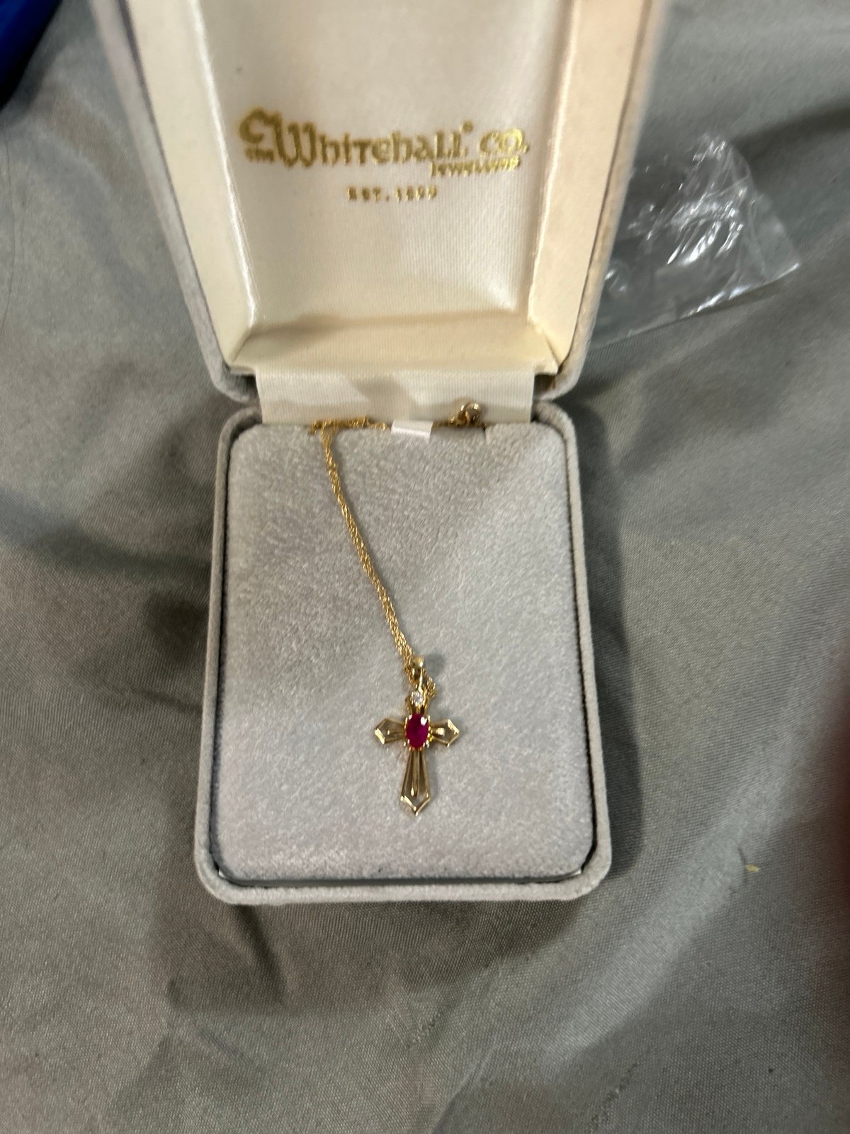 Ruby cross necklace