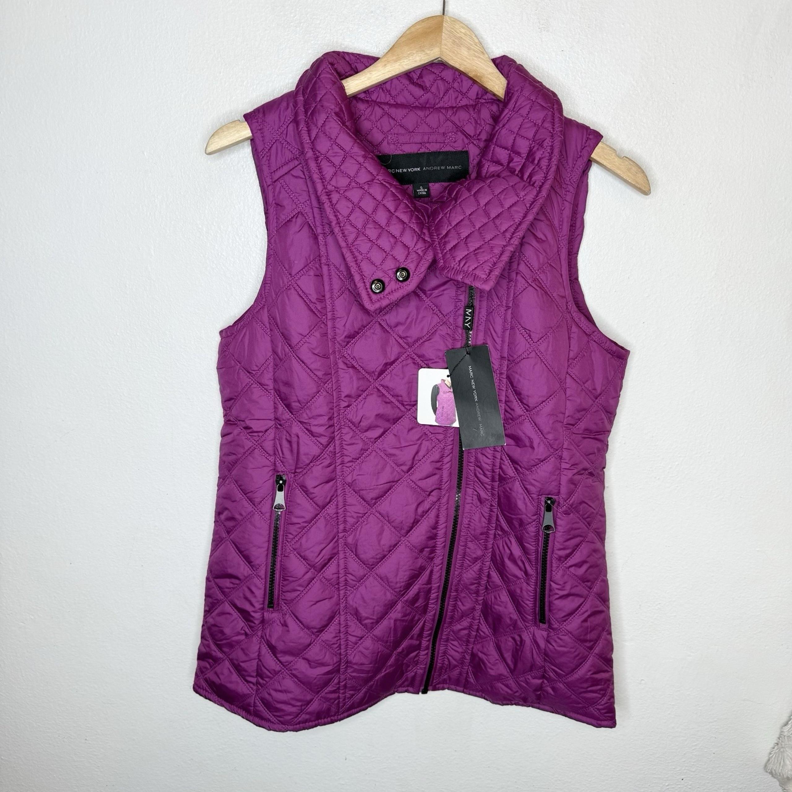 New Fuschia Pink Marc New York Andrew Marc Diamond Quilted Vest Women's Medium