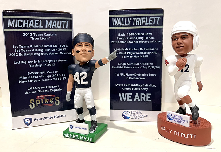 Michael Mauti and Wally Triplett 2022 Penn State College Spikes Bobblehead SGA