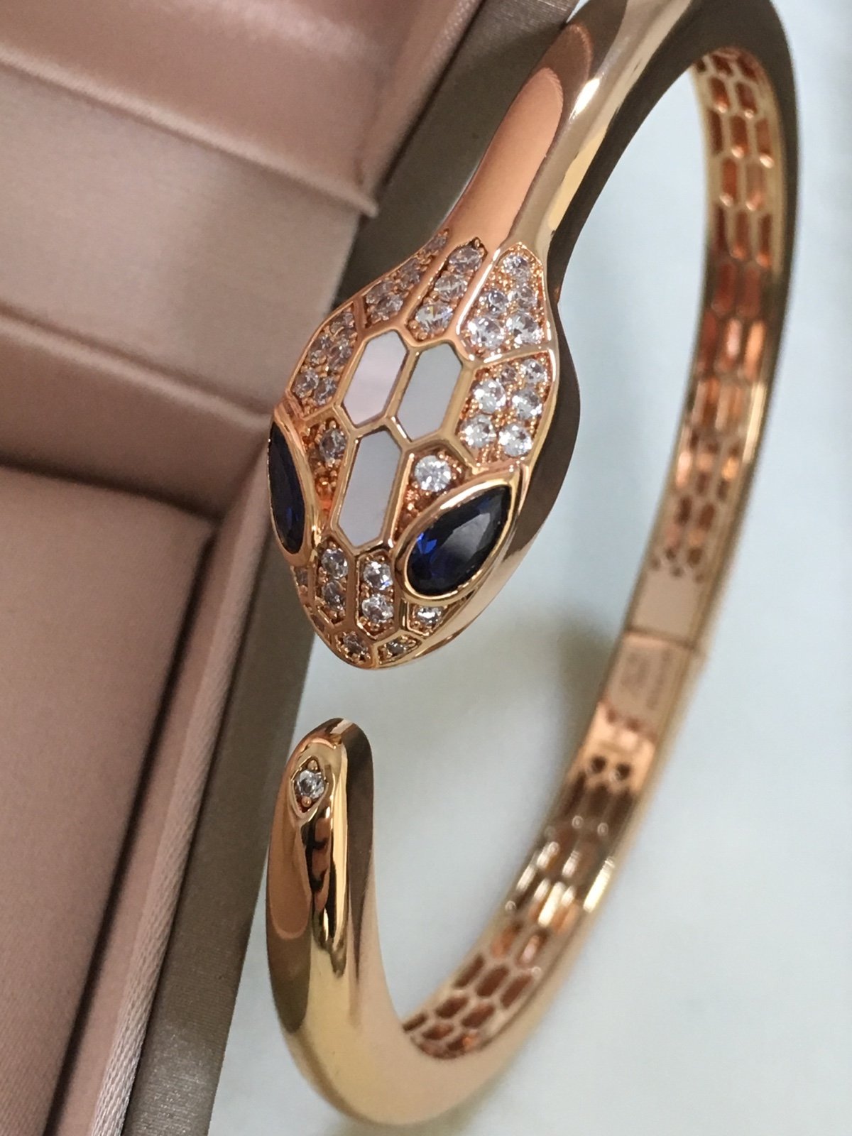 Bvlgari 18k Rose Gold Serpenti Gemstone Bracelet