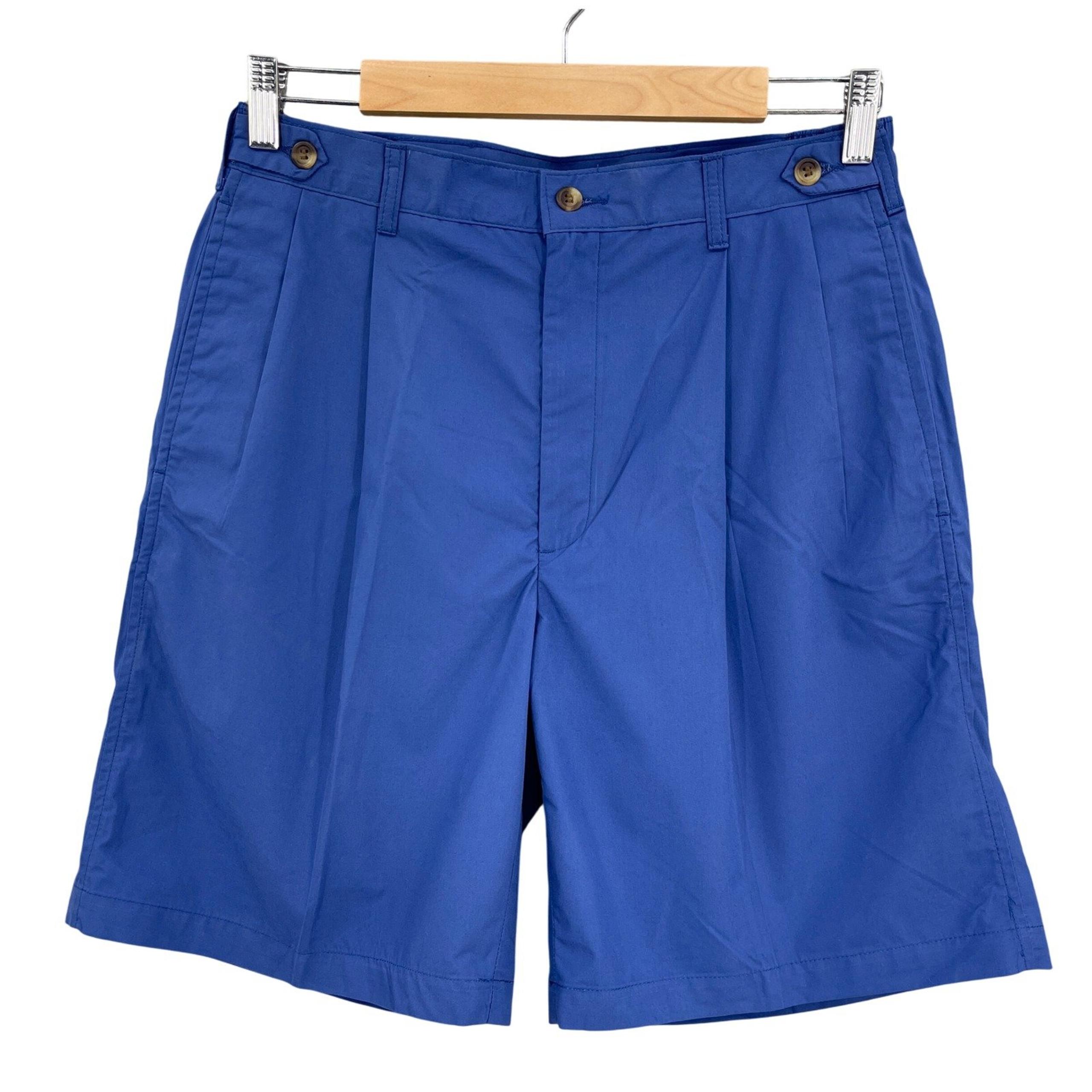 Nicklaus Golf Shorts Men 32 Blue Performance Lightweight Pleated Relaxed Cotton