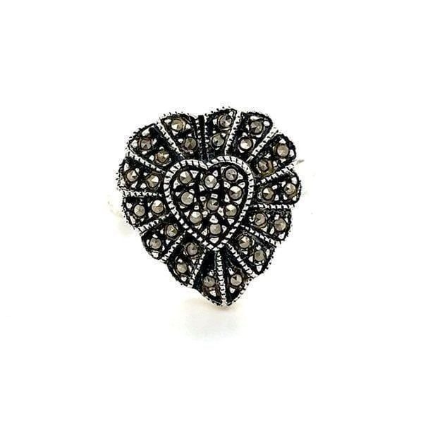 Sterling Silver Marcasites Heart Shaped Ring