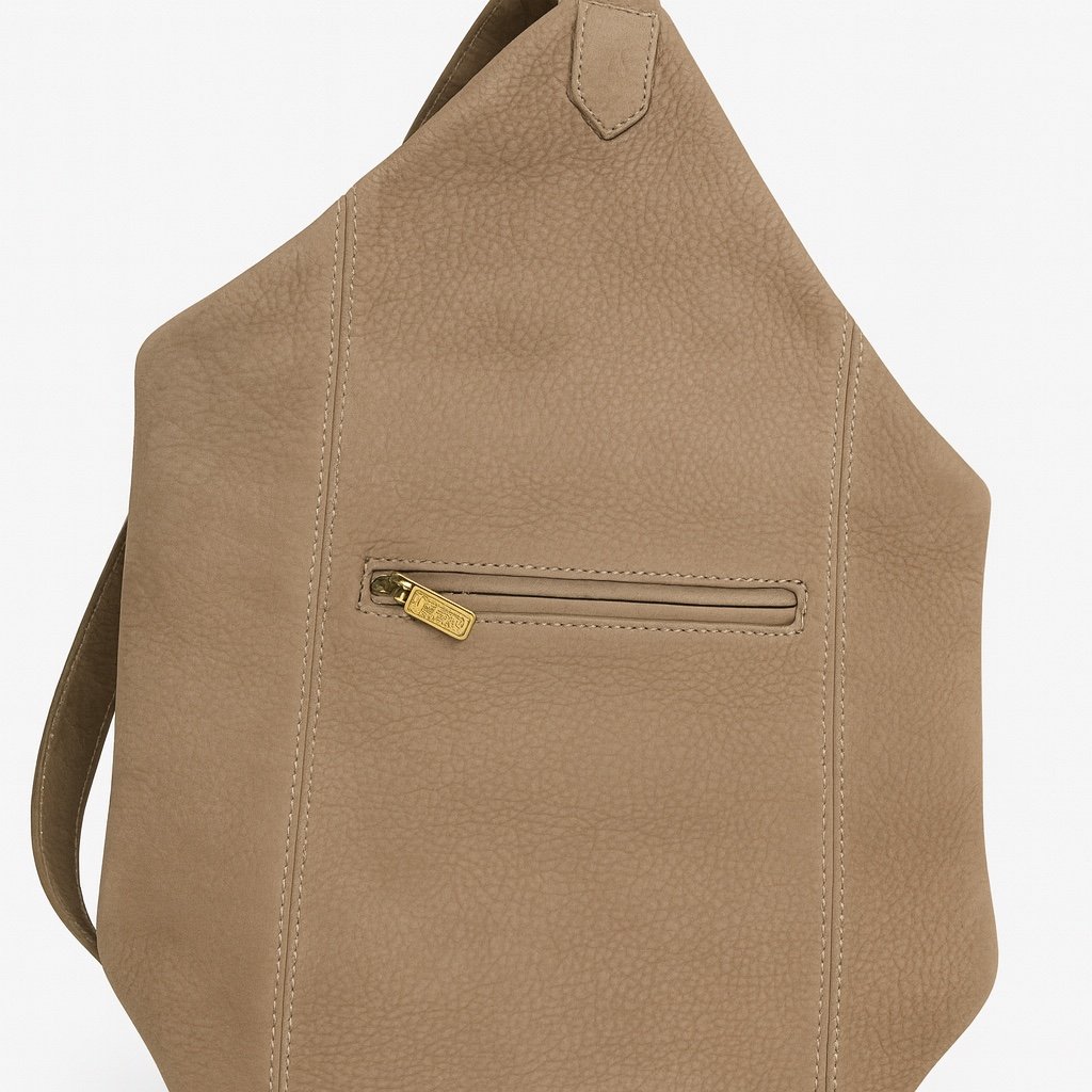 Coach 4944 Pebbled Leather Sling Backpack – Taupe, Brass Hardware, Vintage 1990s