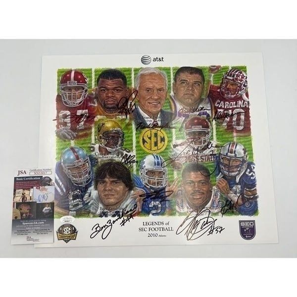 Autographed Legends Of SEC Football 2010 Print Complete 12 Signatures JSA COA