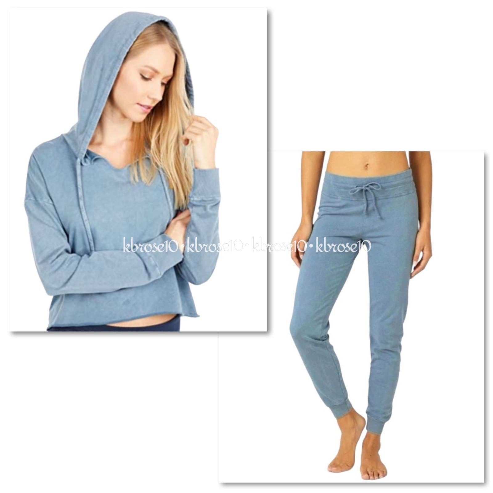 NWT Beyond Yoga Hey Chambray Washed Terry Cropped Hoodie and Joggers Set Small