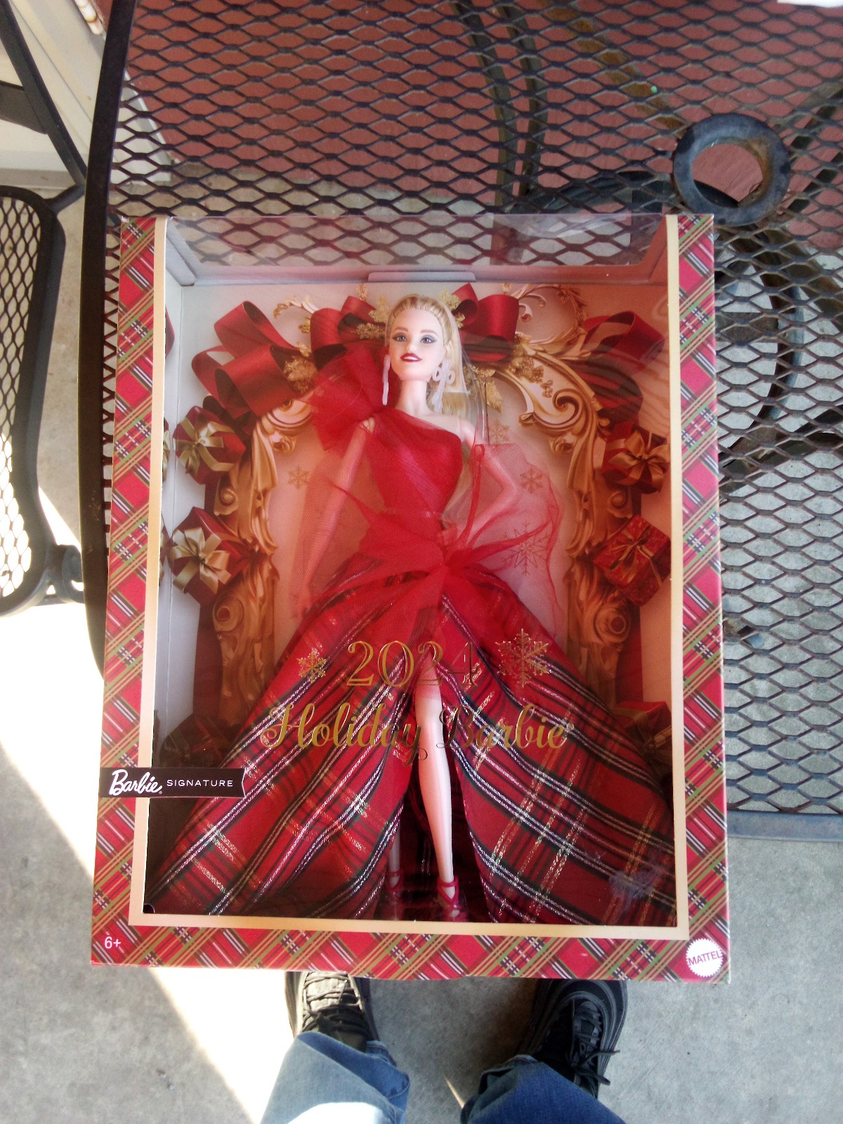 BARBIE Signature 2024 11.5 Holiday Fashion Doll, Blonde, Plaid Gown, Mattel