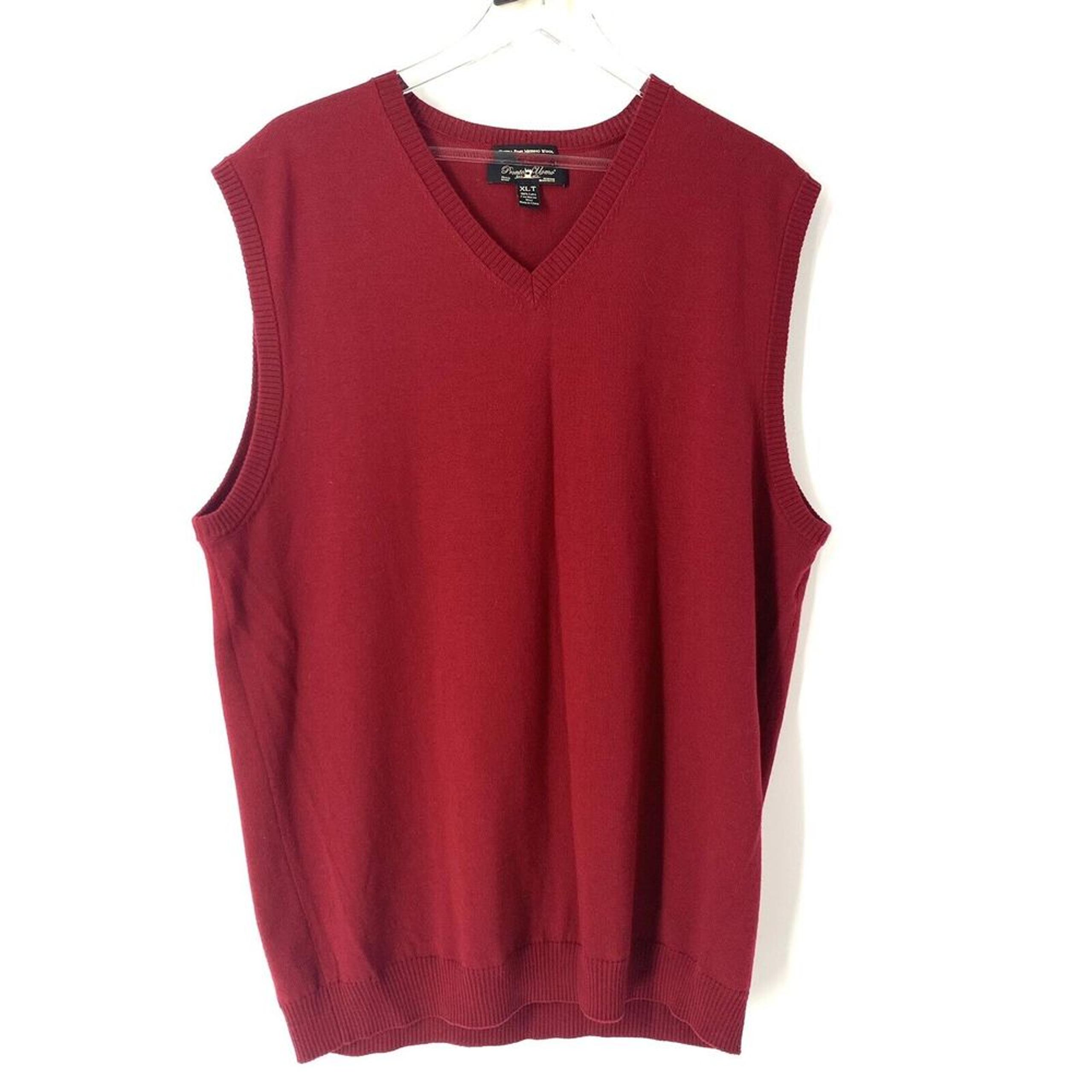 PRONTO UOMO 100% Merino Wool Red V- Neck Pullover  Sweater Vest Men's XLT