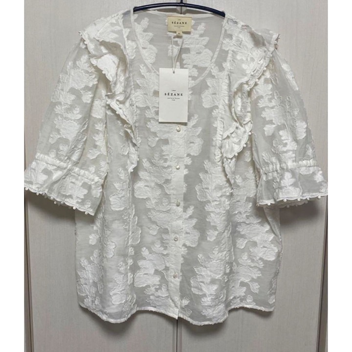 RARE NWT Sezane PAOLINA blouse WHITE FLORAL shirt SZ42 US10 bust 44