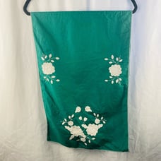 Vintage Green Table Runner Placemats Napkins Floral Applique Cottagecore 8 sets