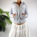 Vintage Y2K Juicy Couture Gray Casual Baddie Velour Tracksuit Hood Jacket /Sz: M