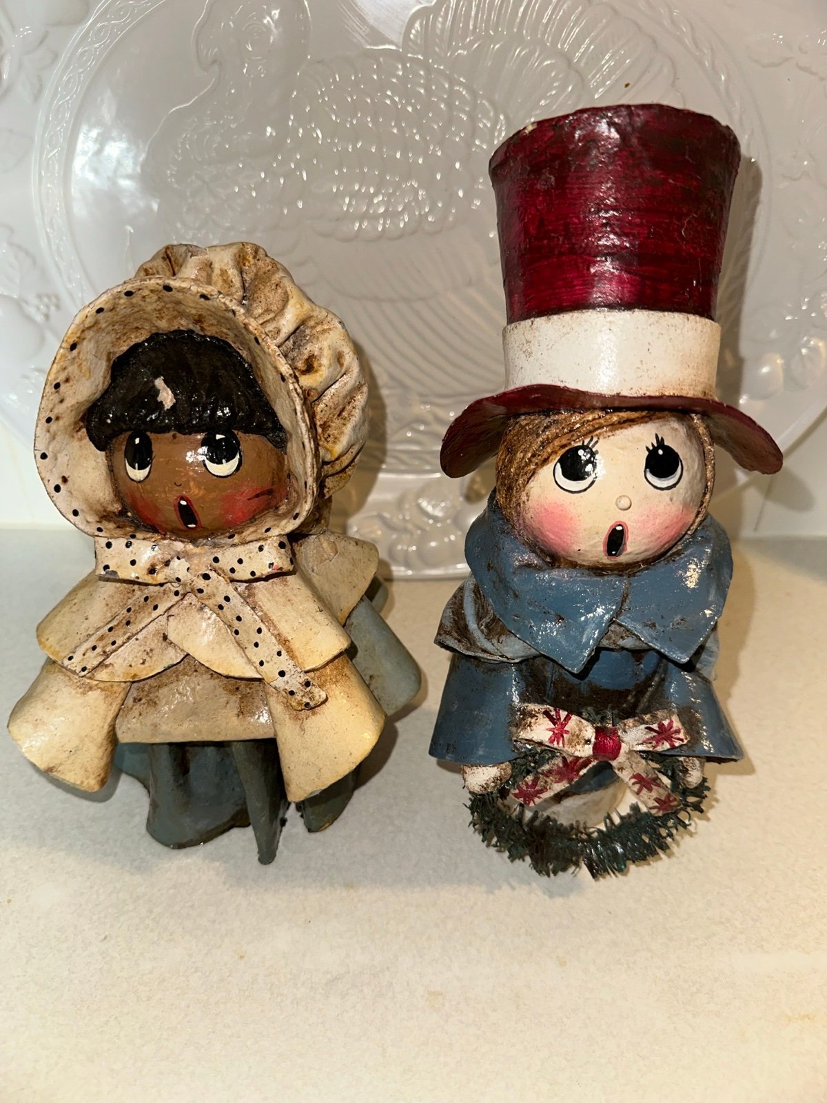 Vintage Christmas Carolees Paper Mache Set