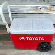 Vintage Igloo Tagalong 22” Red White Toyota Cooler Roll 2 Wheels Outdoor Travel