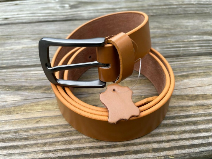 Leather Waistband handmade Genuine Leather Men Belt Pin Buckle Size 38-39 inches