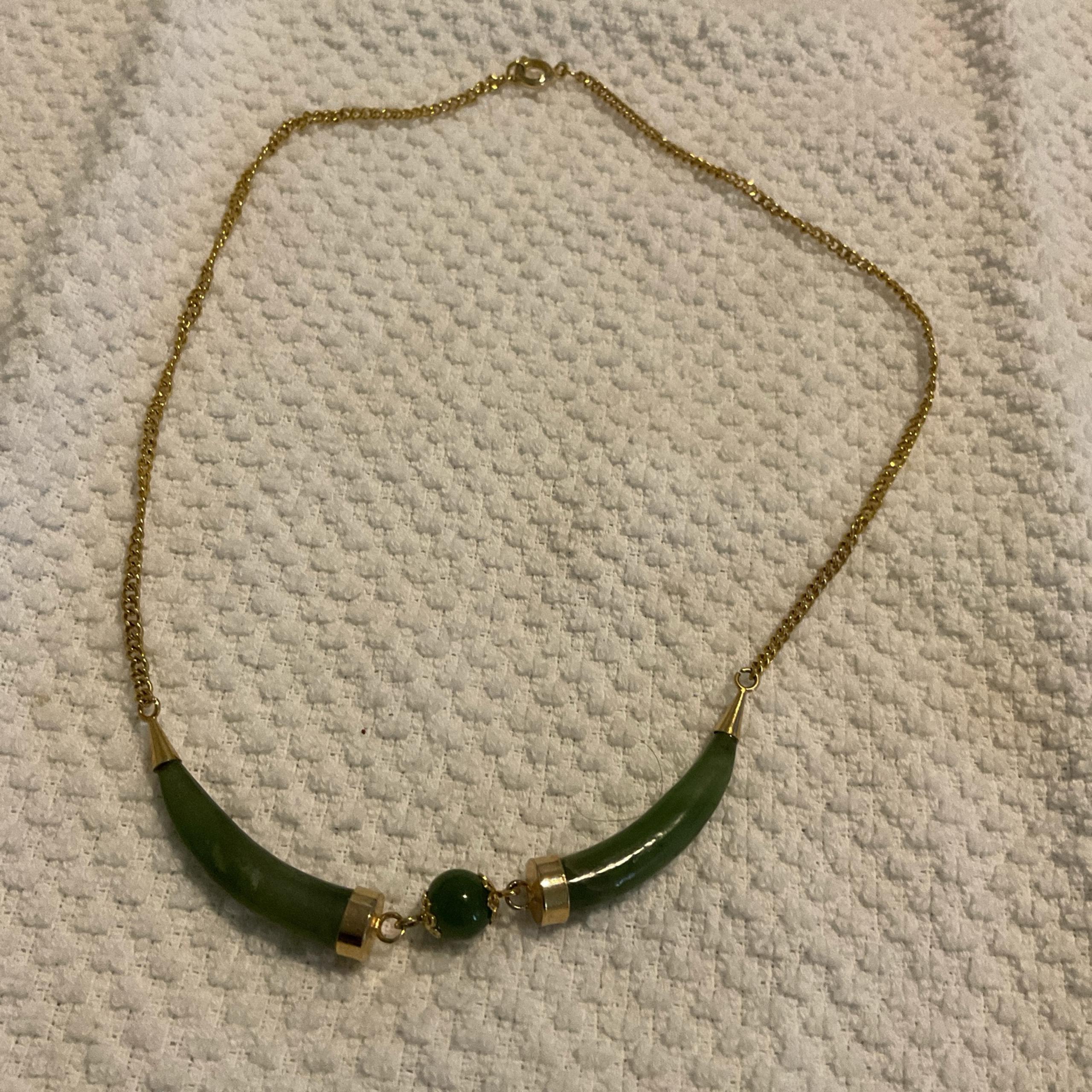 Jade gold plated necklace