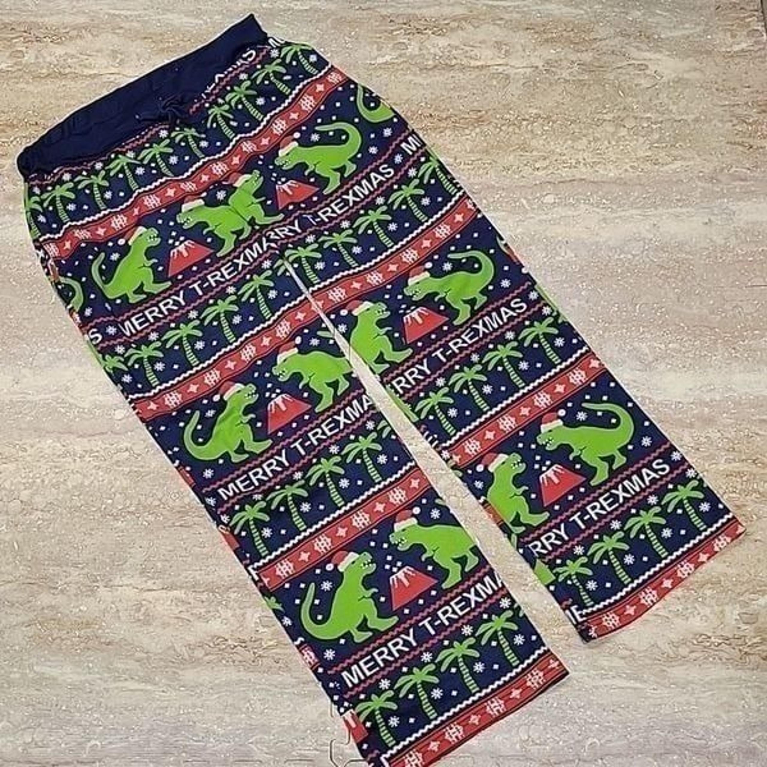 DEC 25 MERRY T-REXMAS MENS PAJAMA PANTS SIZE MEDIUM