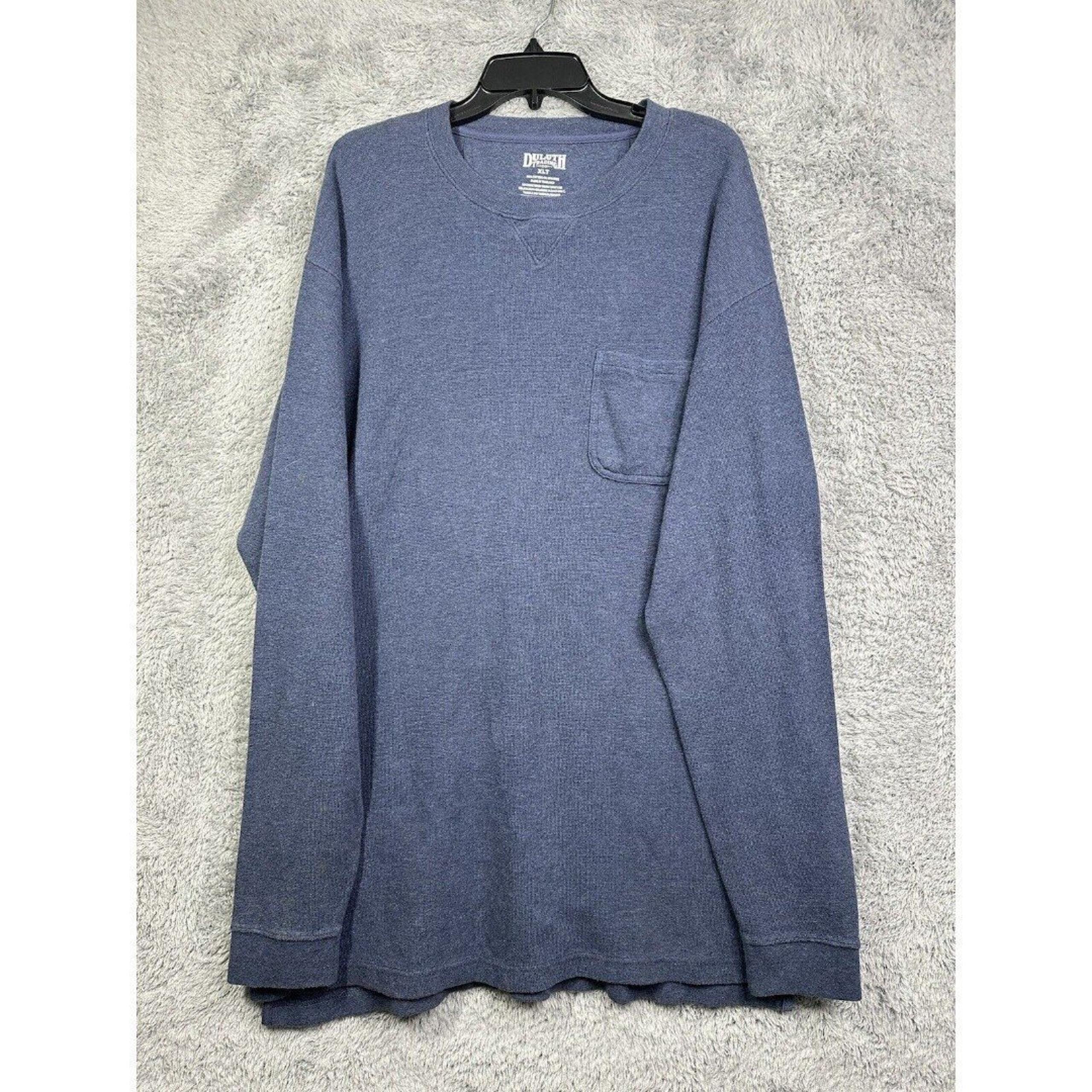 Duluth Trading Co Thermal Mens XLT Blue Waffle Knit Pocket Long Sleeve Shirt