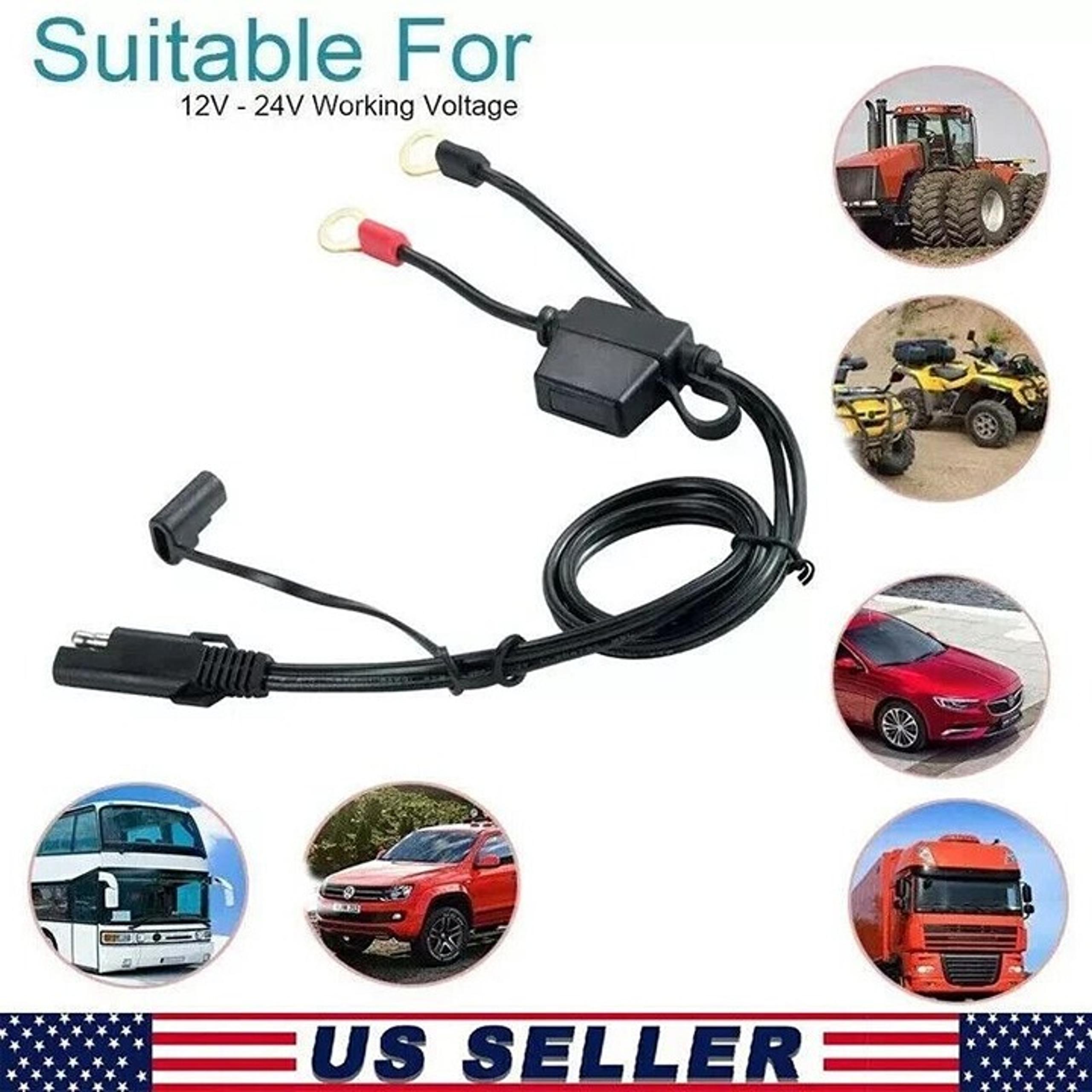 10X / Lot of Ten / Battery Tender Fused 12 Volt Ring Terminal Harness 2 Pin Sae