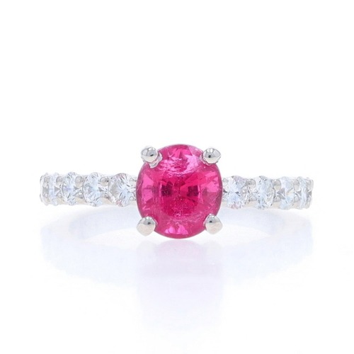Platinum Tourmaline & Diamond Engagement Ring - Oval 1.89ctw Pink B3036