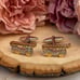 Gold and Silver Fire Engine Ladder Truck Cufflinks