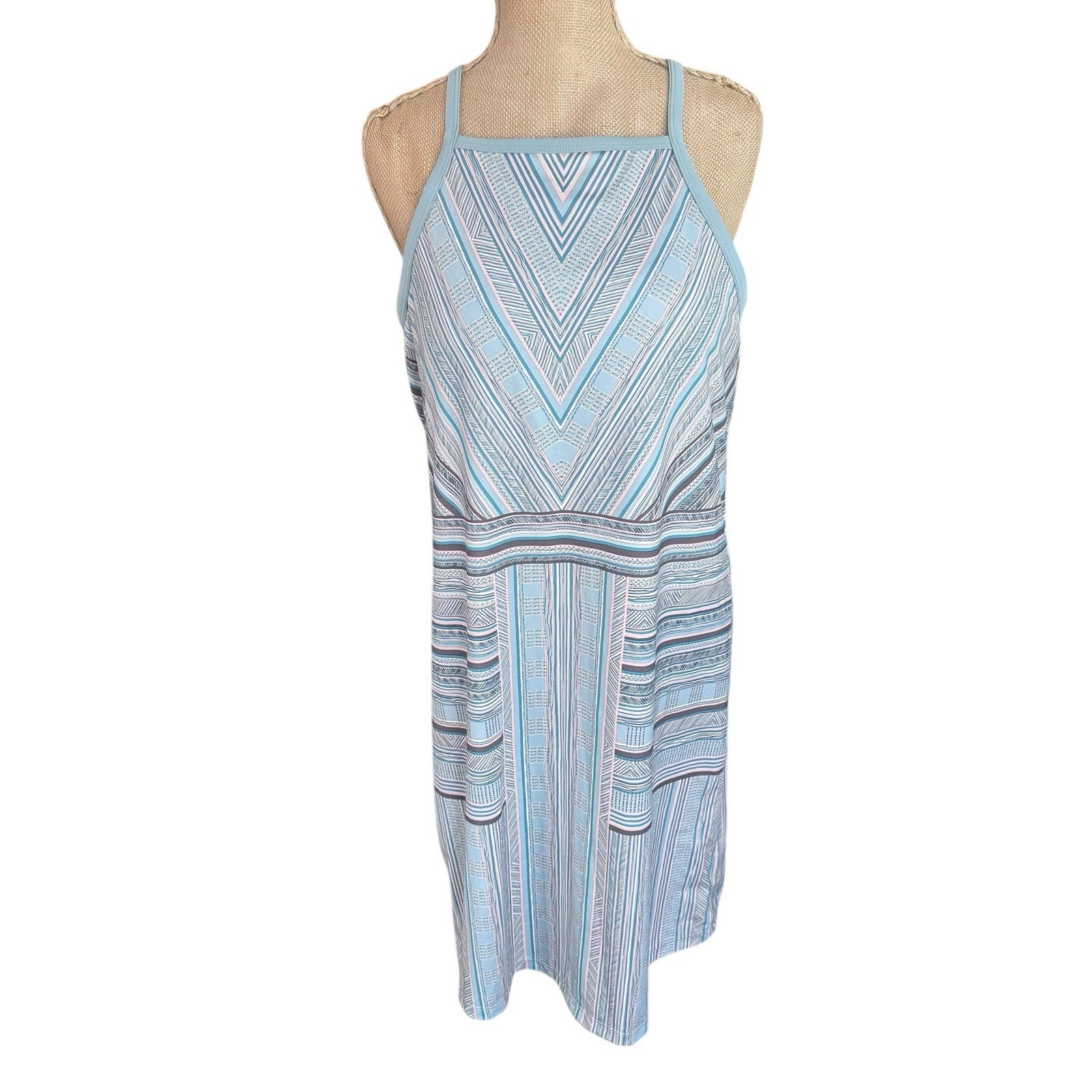 PrAna Ardor Agave Samba Built-in Bra Tank Racer Back Dress Logo Large