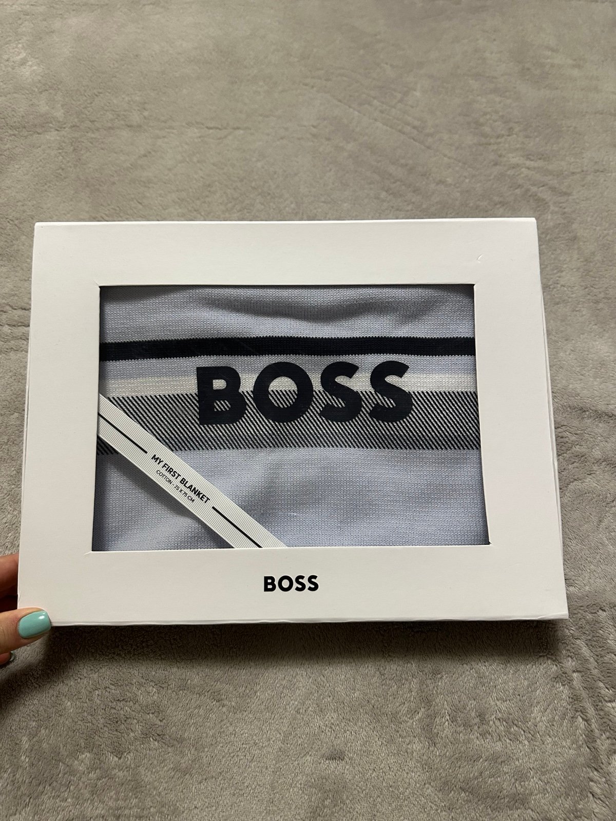 BOSS Baby Blue and White blanket new in box