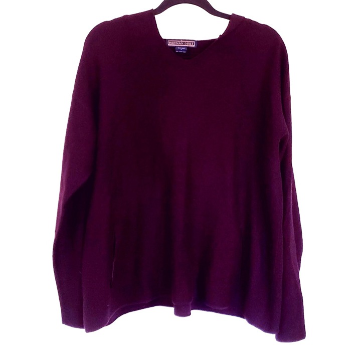 Herman Geist wool hoodie size Small Burgundy all wool with pockets