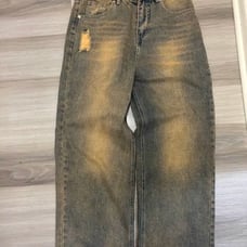Baggy Orange Blue Fade Washed Jeans