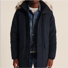 Abercrombie & Fitch Men's Ultra Downfill Hooded Parka Jacket Coat Navy Size XL