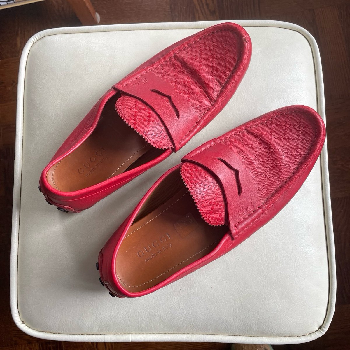 Gucci Diamante red leather loafers size 9