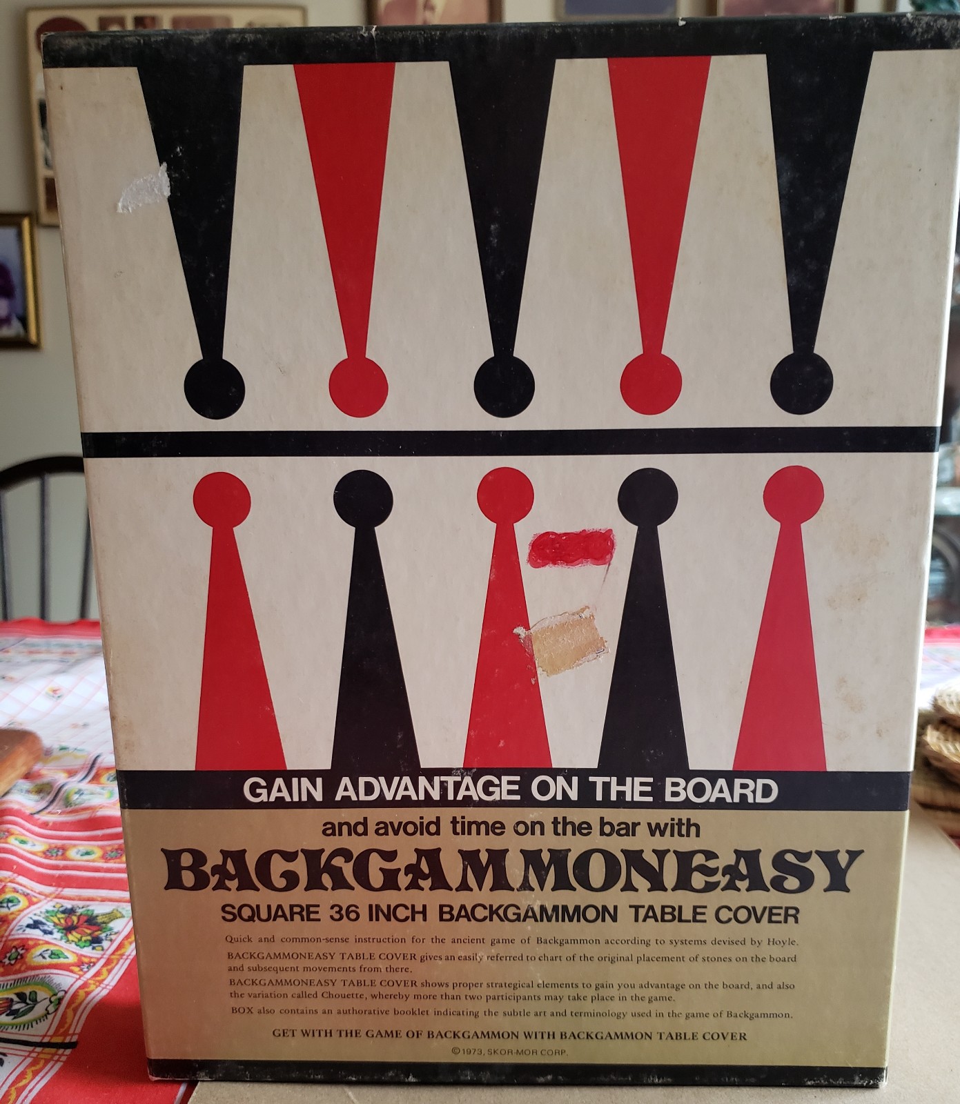 Vintage 1973 Backgammon Backgammoneasy Table Top Cover Game Complete