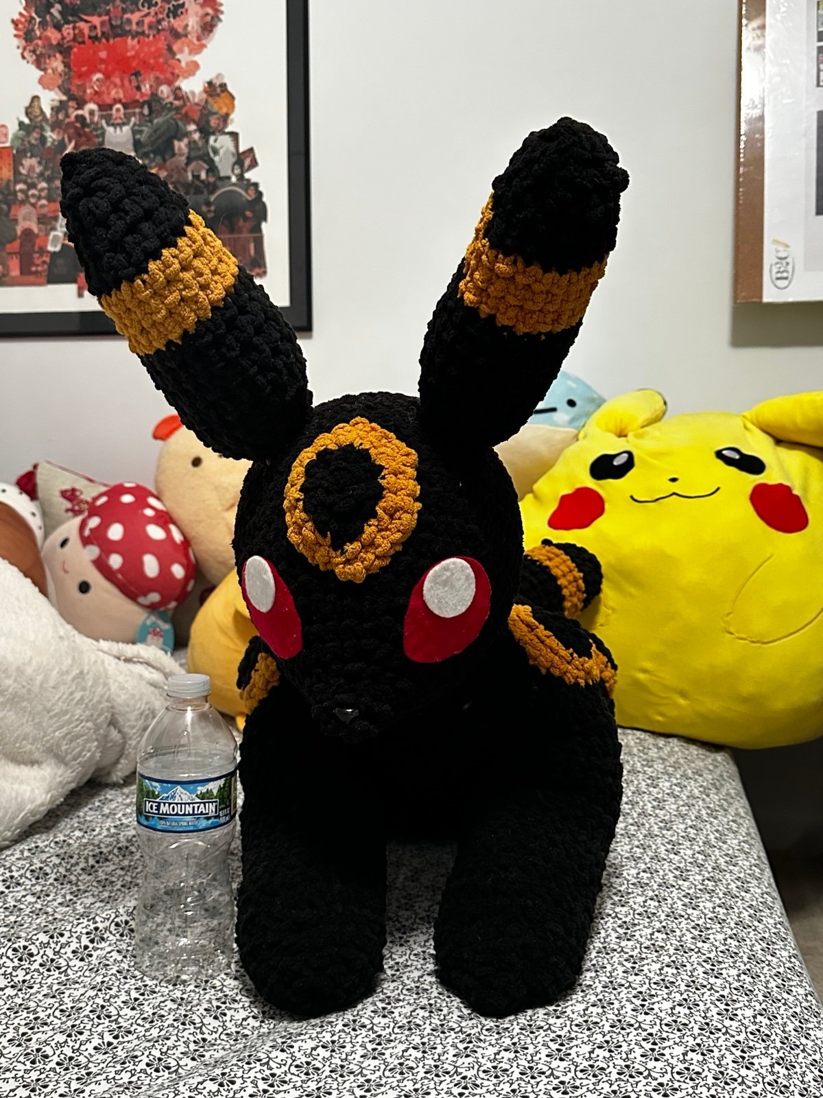 Giant Crochet Umbreon with small Umbreon and Espurr