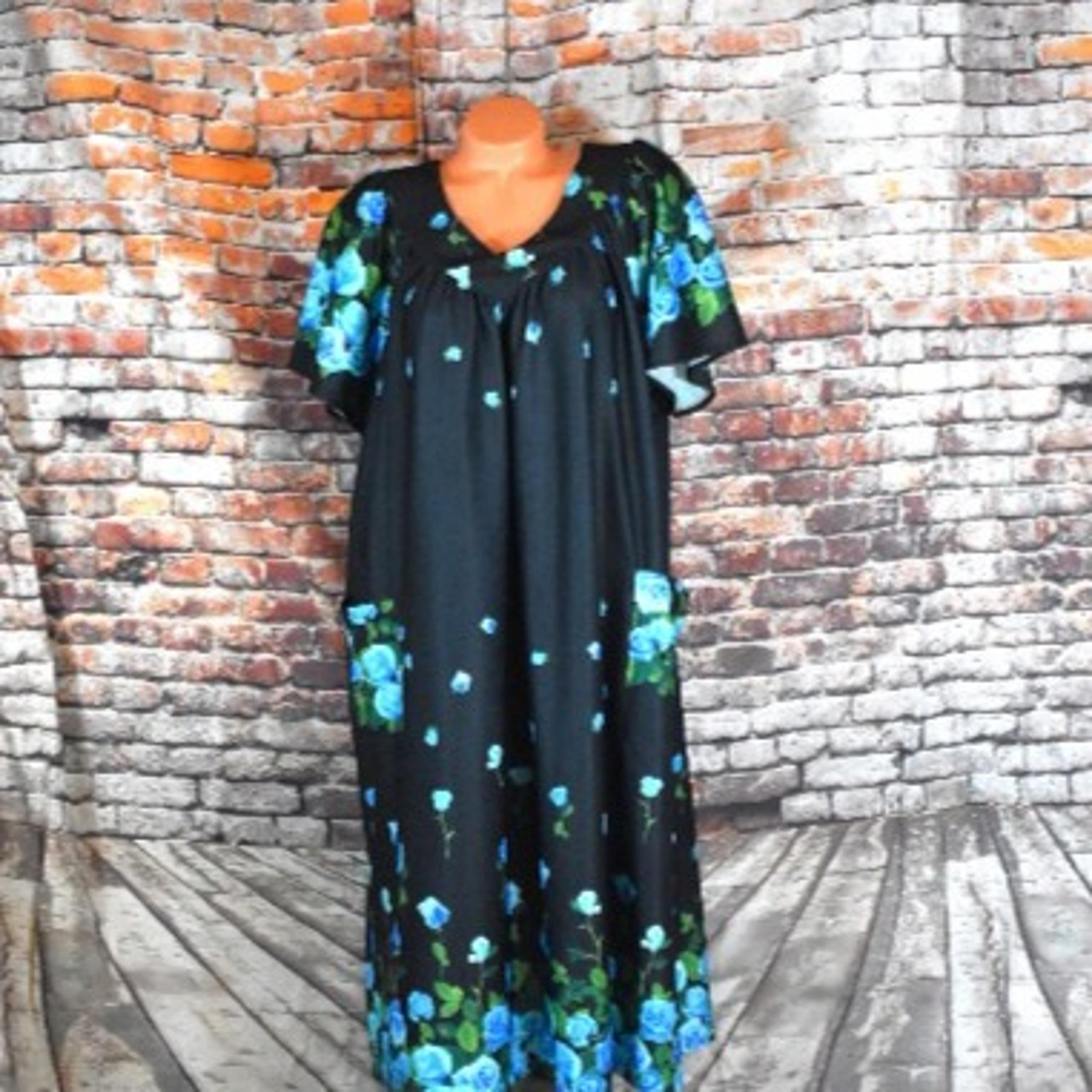 Ventura XL Vintage House Dress Long Robe Floral Mod 60s 70s Moo Moo