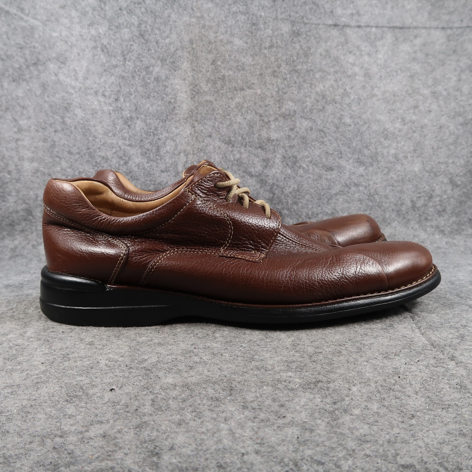 Johnston & Murphy Shoes Mens 9.5 Derby Oxford Leather Sheepskin Split Toe Brown